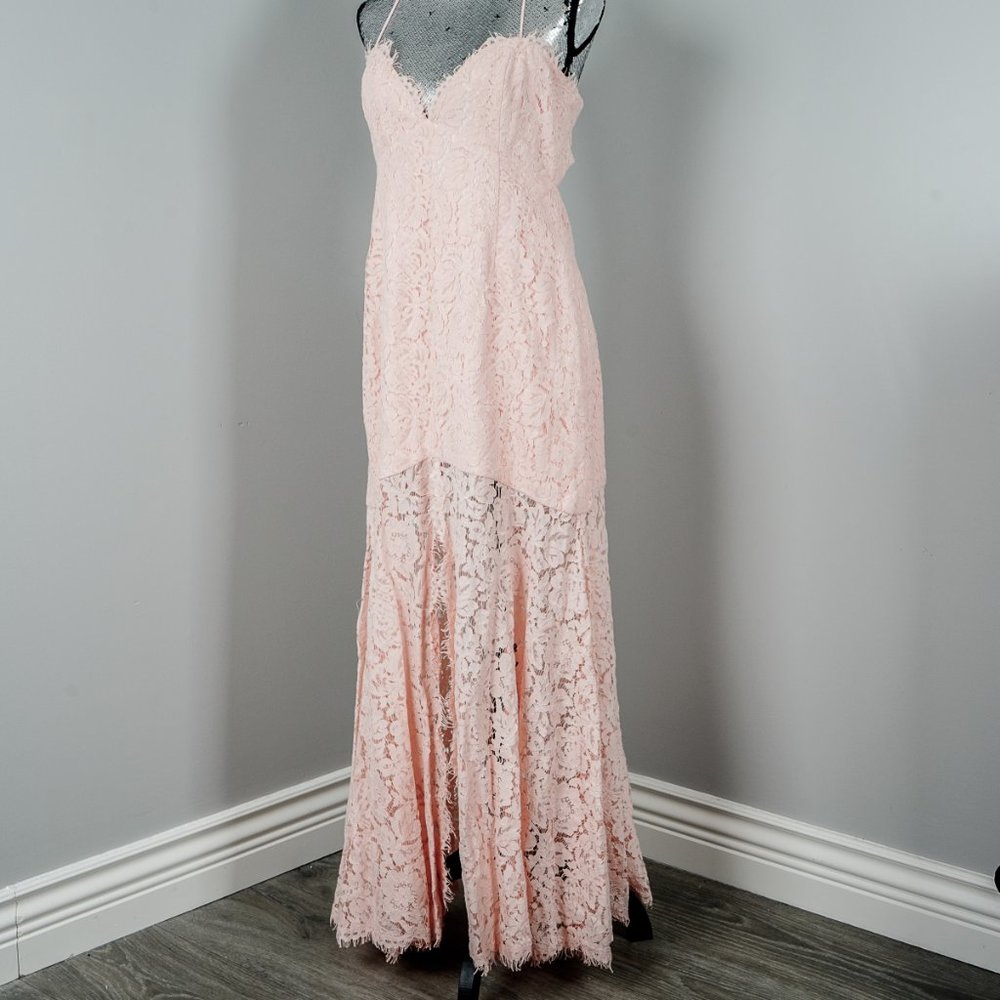 NWT Fame And Partners Pink Lace Mermaid gown - 10 - Picture 5 of 8